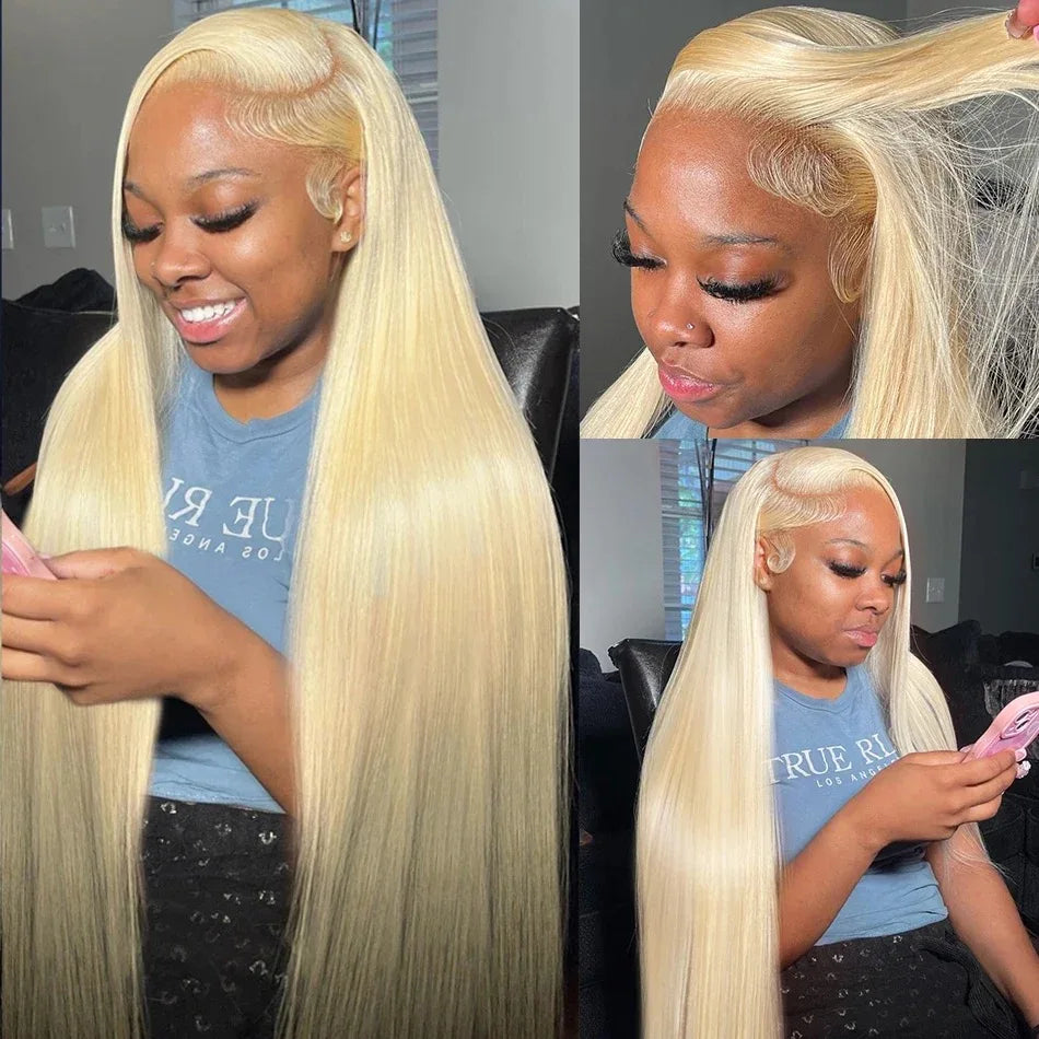 13x6 HD Transparent 613 Blonde Lace Front Wig – Brazilian Bone Straight Bob Human Hair Wig
