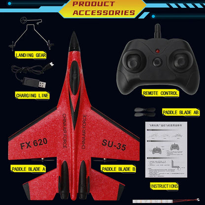 RC SU-35 Foam Fighter Jet – 2.4G Remote Control Glider Airplane Toy for Kids & Boys