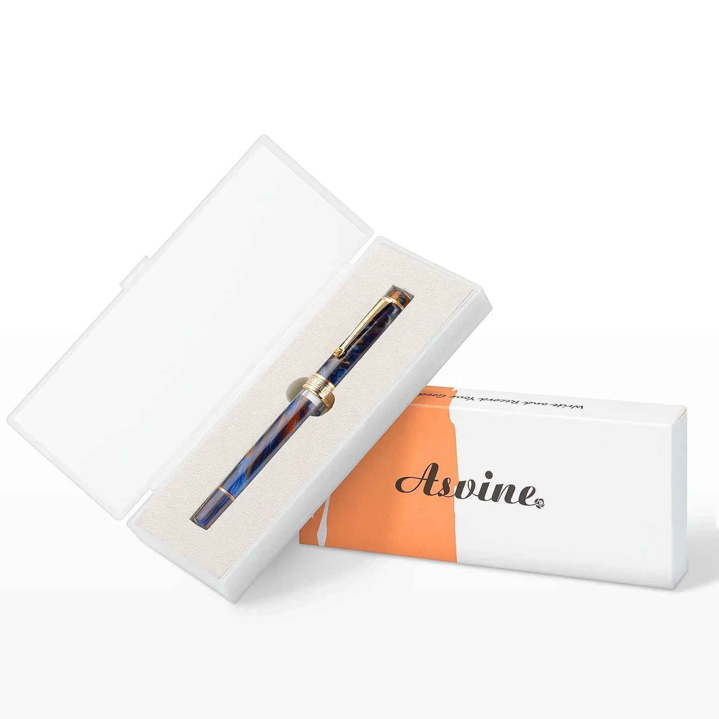 Asvine P20 Piston Filling Fountain Pen – Acrylic with Beautiful Patterns, EF/F/M Nib, Golden Clip, Smooth Writing Office Gift Pen
