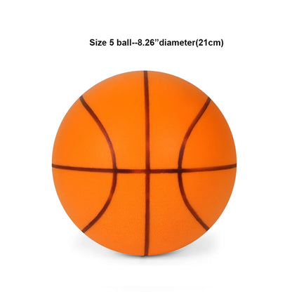 Silent Dribbling Indoor Basketball – Foam Ball Size 3/5/7, High Bounce, Noiseless & Non-Deforming