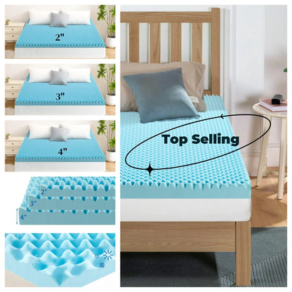 2", 3", 4" Full Memory Foam Mattress Topper - Gel-Infused Comfort Pad for Full/Double Bed, Soft Foam Mattress