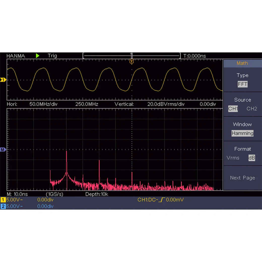 Hanmatek Digital Oscilloscope – 2/4 Channel 110MHz Bandwidth, 1GS/s Sampling Rate, 7'' TFT Display, Desktop Storage Scope