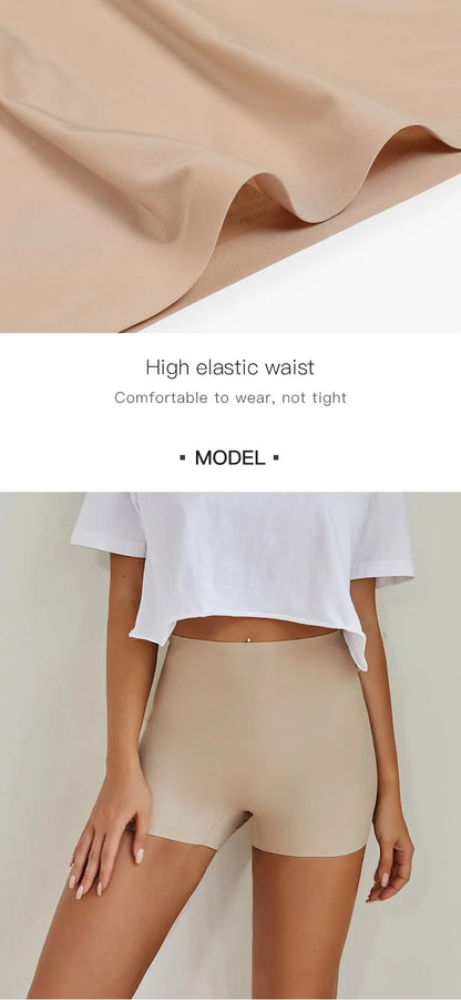 Seamless Ice Silk Biker Shorts — Solid Boxer Leggings for Women, Sports Yoga Pants & Comfortable Shorts