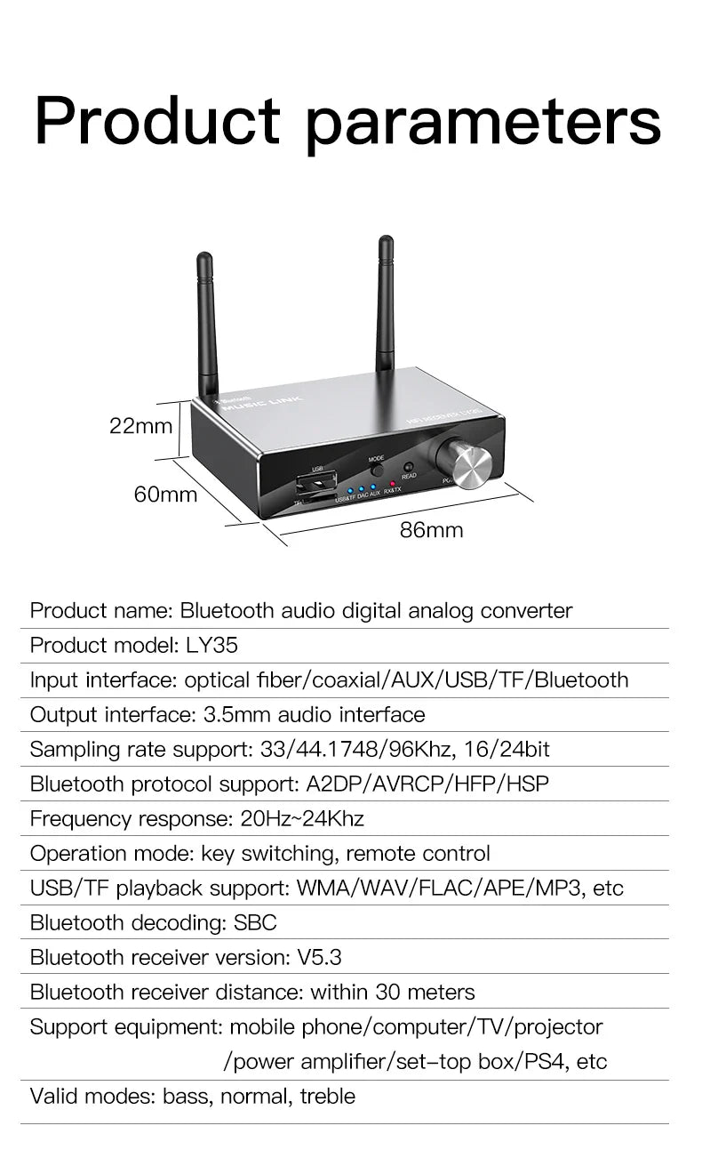 Bluetooth 5.3 Transmitter & Receiver | Low Latency Stereo AUX 3.5mm, Optical Wireless Audio Adapter with Remote Control for TV & PC