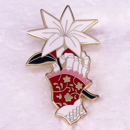 Bloodborne Hand Doll Enamel Pin – Flower Badge Brooch Jewelry for Gamers