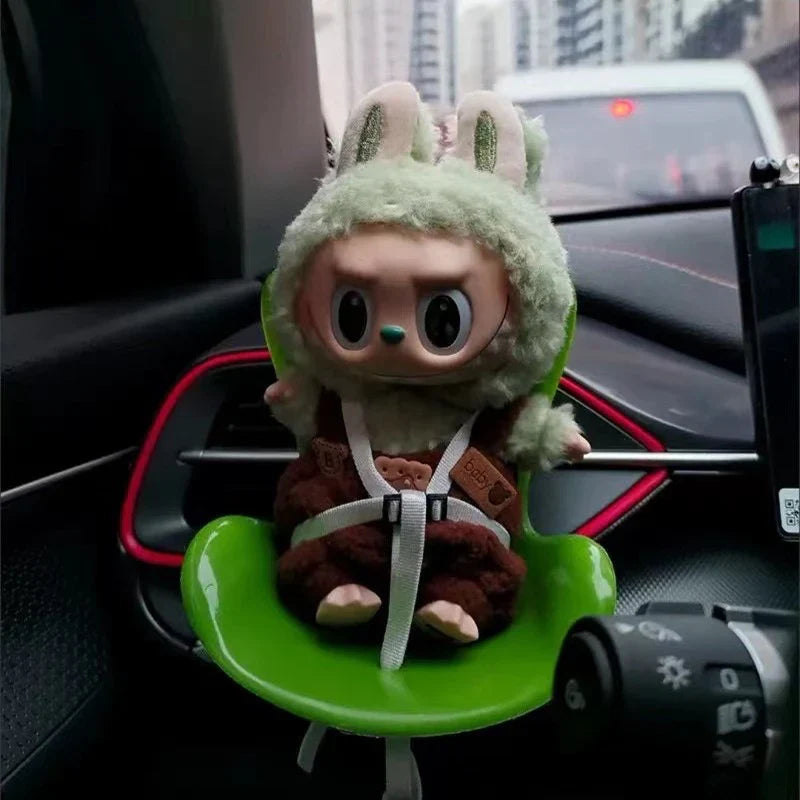 Labubu Car Doll Safety Seat – Kawaii Plush Aromatherapy Air Freshener for Ob11 & Dolls up to 18cm