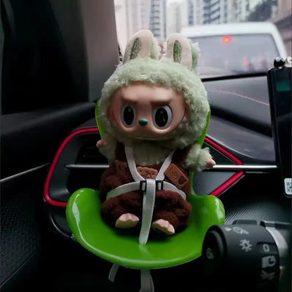 Labubu Car Doll Safety Seat – Kawaii Plush Aromatherapy Air Freshener for Ob11 & Dolls up to 18cm