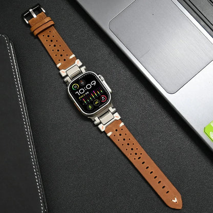 Luxury Leather Band for Apple Watch Ultra 2 – 49mm, Series 9, 8, 7, 45mm, Correa Strap for iWatch 6, 5, 4, SE, 3, 44mm, 42mm