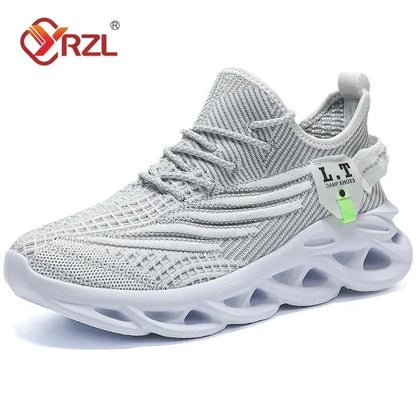 YRZL Men & Women Sports Running Shoes – Black Breathable Mesh Jogging Sneakers with Lightweight Shock Absorption