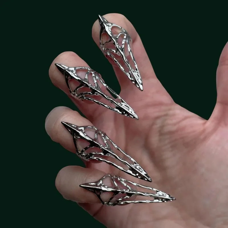 New Gothic Rock Punk Fingertip Nail Ring | Metal Manicure Jewelry Accessories for Women, Party & Gift for Girlfriends