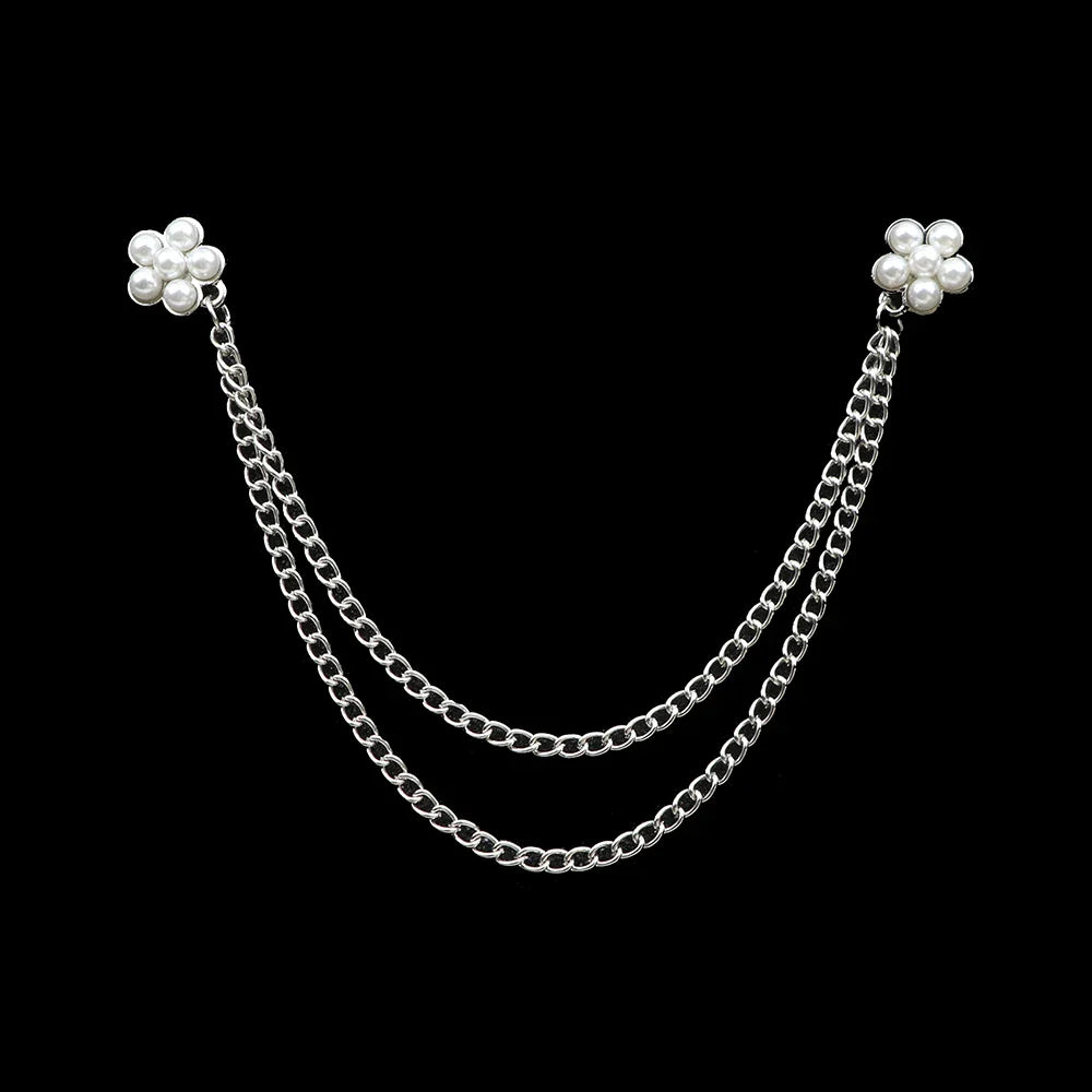 Fashion Gentleman Tassel Brooch – Men’s Suit & Shirt Lapel Pin with Chain, Pearl & Star for Wedding or Party
