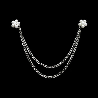 Fashion Gentleman Tassel Brooch – Men’s Suit & Shirt Lapel Pin with Chain, Pearl & Star for Wedding or Party