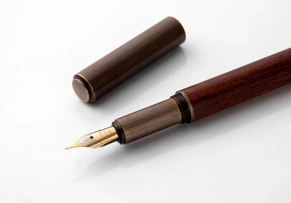 Luxury Retro Wood and Bronze Fountain Pen - 0.5mm Calligraphy Ink Pen for Business, Art, and School, Ideal Student Stationery Gift