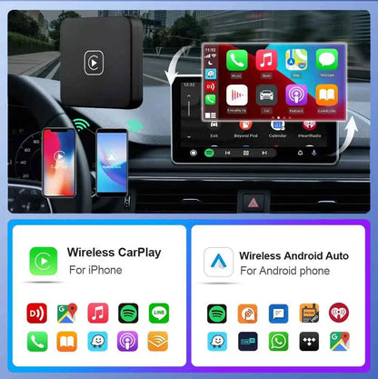 Wireless CarPlay and Android Auto 2-in-1 Box Adapter - Supports Spotify, Netflix for Mazda, Toyota, Mercedes, Peugeot, Volvo