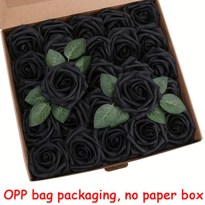 25pcs Artificial Roses with Stems – Fake Flowers for DIY Wedding Bouquets, Centerpieces & Home Party Decorations
