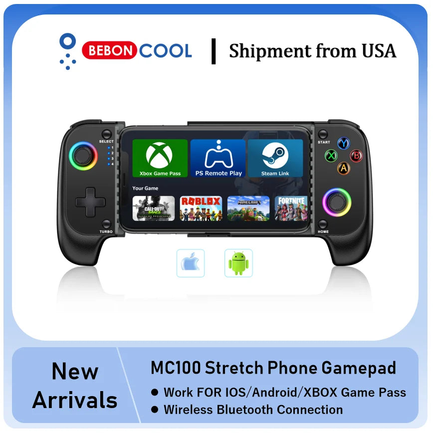 BEBONCOOL MC100 Telescopic Gamepad | Wireless Bluetooth Phone Controller for iOS & Android PUBG COD