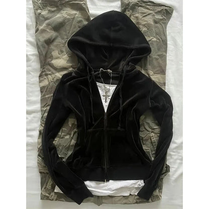 Pink Leopard Print Hooded Zipper Sweatshirt – Slim Fit Long Sleeve Streetwear for Spring & Autumn