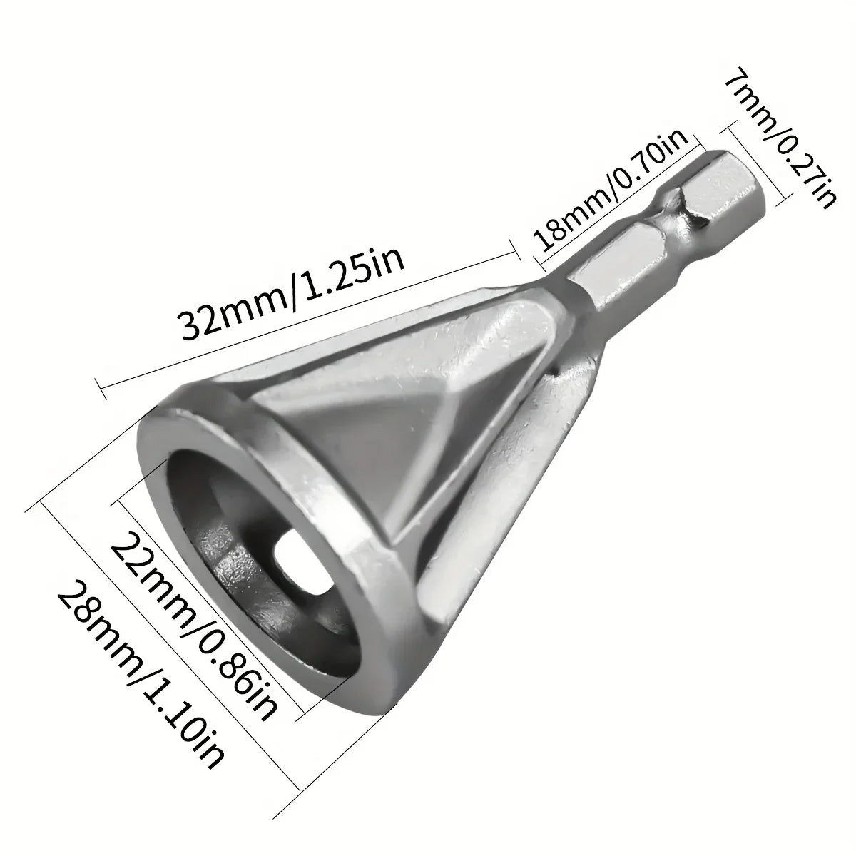 Metal Chamfering & Deburring Tool – Chuck Drill Attachment for External Edge Grinding, Angle Trimming & Smooth Finishing Tool (1pc)