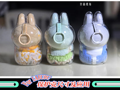 V1 V2 Labubu Protective Cover - 17cm Cotton Doll Sitting Bag, Transparent Dustproof Plush Doll Storage