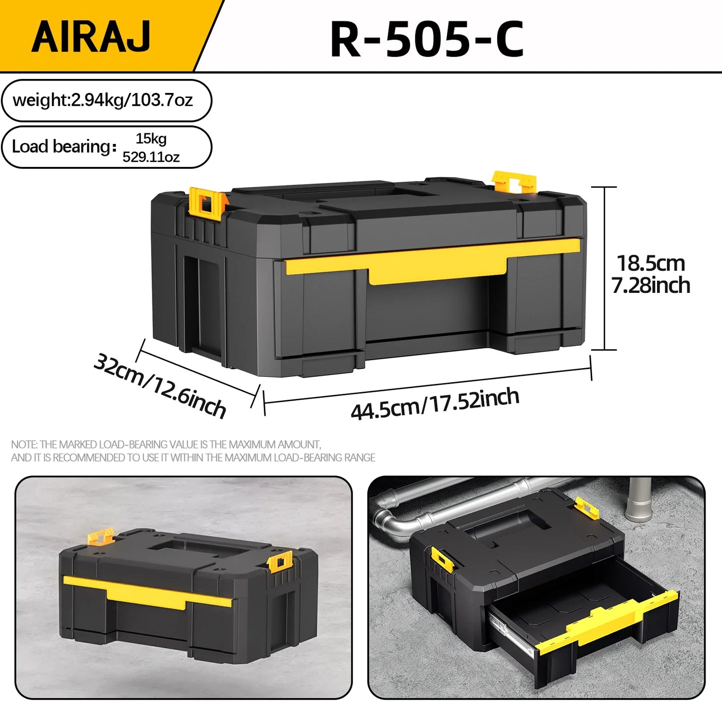 AIRAJ Stackable Modular Toolbox Set — Portable Combo ToolBox with Wheels for Space-Saving Storage & Easy Mobility