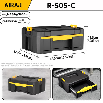 AIRAJ Stackable Modular Toolbox Set — Portable Combo ToolBox with Wheels for Space-Saving Storage & Easy Mobility