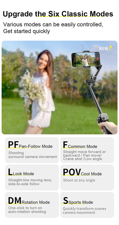 AOCHUAN Smart V8 3-Axis Handheld Gimbal – Phone Stabilizer with Extension Rod, Tripod & Face Tracking for iPhone, Android, TikTok & Vlog