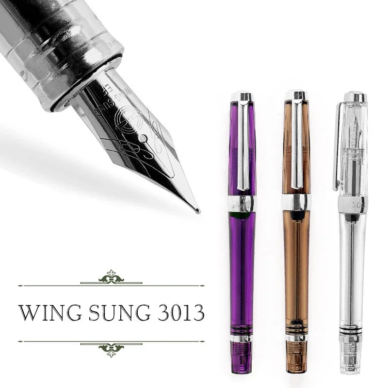Yongsheng 3013 Transparent Resin Fountain Pen – Vacuum Negative Pressure, EF/F Tip for Calligraphy & Student Practice