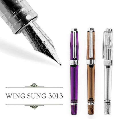 Yongsheng 3013 Transparent Resin Fountain Pen – Vacuum Negative Pressure, EF/F Tip for Calligraphy & Student Practice