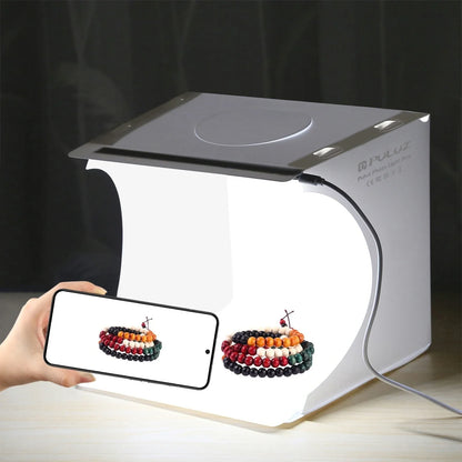 PULUZ 20cm Mini Folding Portable LED Light Box – 550LM Photo Studio Tent Kit with 6 Color Backdrops