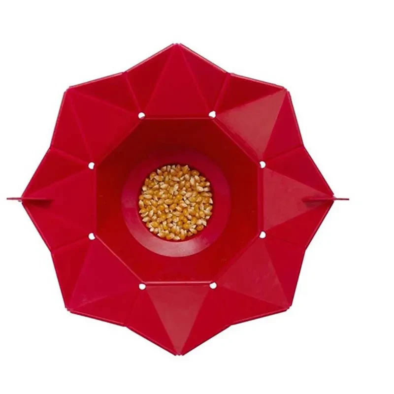 Foldable Red Silicone Popcorn Maker: High-Quality Kitchen DIY Tool for Easy Microwave Popcorn - Popcorn Bucket Bowl