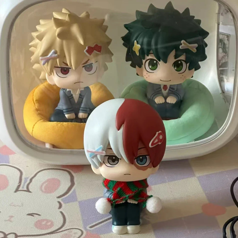 10cm My Hero Academia Anime Figures – Midoriya Izuku, Bakugo Katsuki & Todoroki Shoto PVC Action Statuette Collectible Toy Set