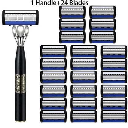 Men’s 7-Layer Stainless Steel Safety Razor – Washable Manual Shaver with Beard Guard & Metal Razor Holder
