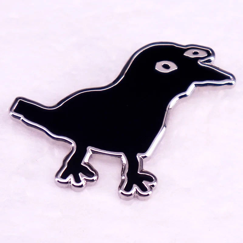 Abstract Crow Enamel Pin – Funny Bird Brooch, Unique Jewelry Gift