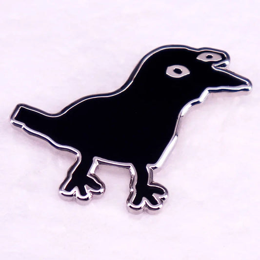 Abstract Crow Enamel Pin – Funny Bird Brooch, Unique Jewelry Gift