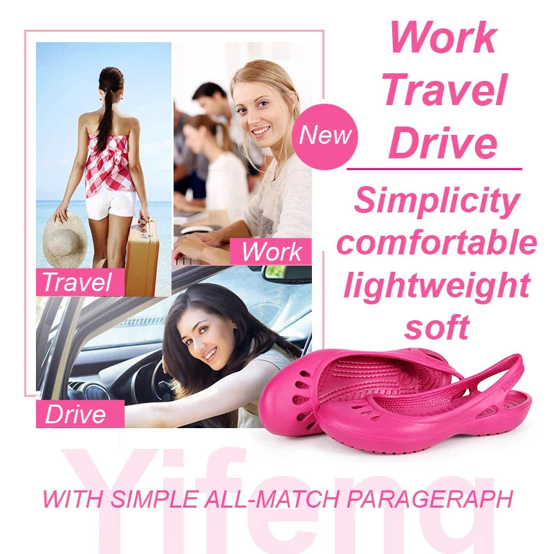 Certified Satihu Summer Lightweight Anti-Slip Clogs for Women - Flat Bottom Sandals, Nurse, Outdoor, Beach Jelly Shoes