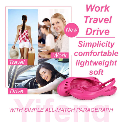 Certified Satihu Summer Lightweight Anti-Slip Clogs for Women - Flat Bottom Sandals, Nurse, Outdoor, Beach Jelly Shoes