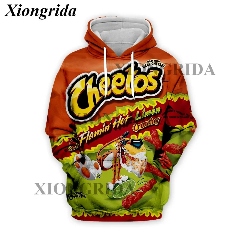Novelty Hot Cheetos 3D Printed Hoodie — Unisex Harajuku Sweatshirt Pullover S-5XL