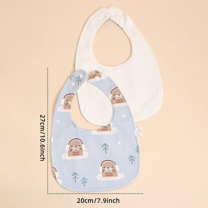 Cotton Baby Bib Set - Adjustable Soft Infant Feeding Bibs Burp Cloths Bandana Scarf for Boys & Girls