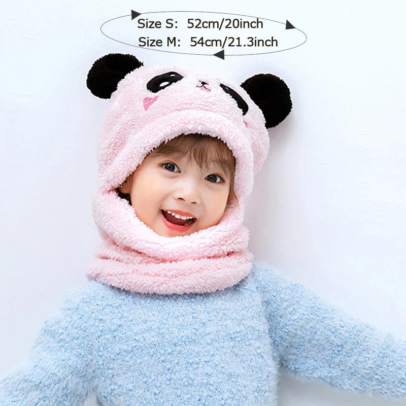 Fashionable Autumn/Winter Children's Cartoon Scarf & Hat Set - Double Layer Wool, Warm for Boys & Girls