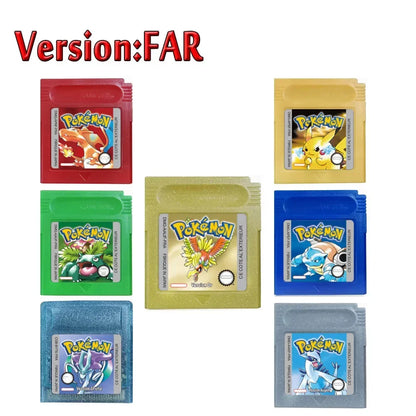 Pokemon GBC Game Cartridge - 16-Bit Video Game Card in Red, Blue, Crystal, Gold, Silver & Yellow Versions