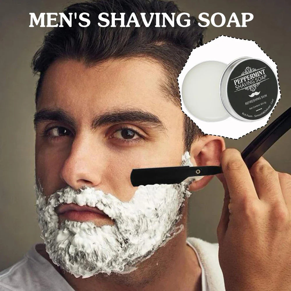 Handmade Smooth Texture Men’s Beard Shaving Soap – Dense Organic Foam Bar for Fresh, Clean Shave