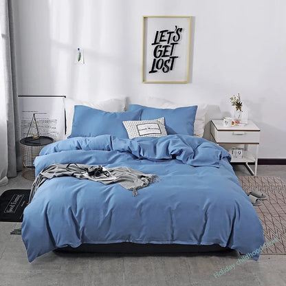 Nordic Solid Color Sanding Duvet Cover Set – 220x240cm Queen King Bedding with Pillowcases (No Sheet)
