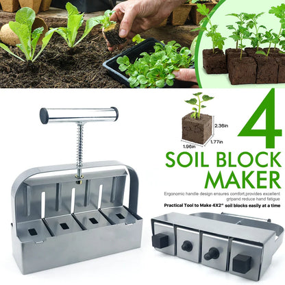Handheld Seedling Soil Block Maker – 2 Inch Soil Blocking Tool for Greenhouse and Garden Seedlings