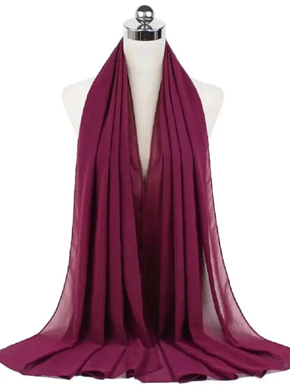 Women’s Solid Chiffon Instant Hijab – Ready-to-Wear Islamic Scarf, Muslim Shawl & Arab Head Wrap