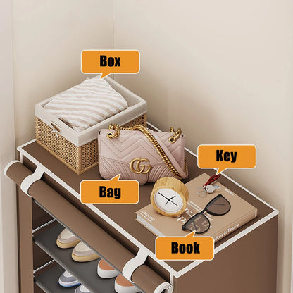 Dustproof Fabric Shoe Cabinet Organizer: Simple Multilayer Storage Rack for Shoes - Nonwoven Household Economical Shoe Rack Cabinet