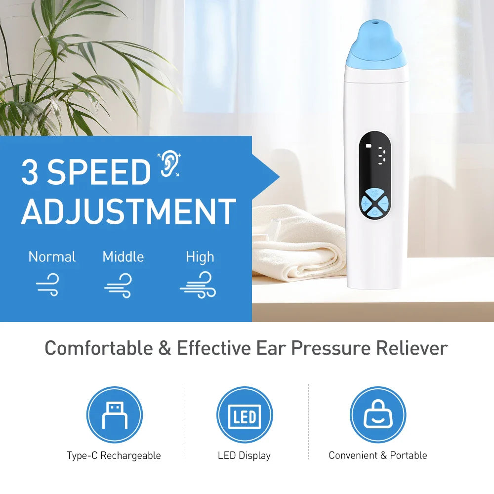 Ear Pressure Relief Device – Eustachian Tube Unblocker with 3-Speed Adjustment for Tinnitus, Ear Blockage, and Dizziness Relief