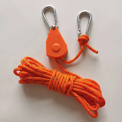 Camping Tent Reflective Windproof Rope – Adjustable Lanyard with Buckle & Pulley for Outdoor Equipment