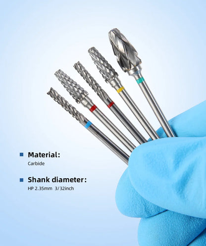 DENTAL Carbide Drills Kit - 2.35mm HP, Autoclavable at 135°C, for Universal Grinding, Removing & Polishing