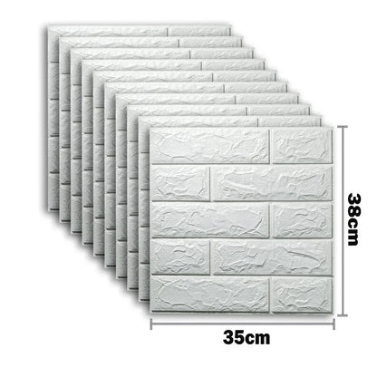 10pcs 3D Foam Wall Stickers – Self-Adhesive Waterproof Peel-and-Stick Brick Wallpaper for Interior Decoration
