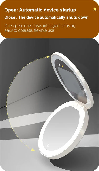 TENGMIR UV Smart Sunscreen Makeup Mirror – Portable LED Light UV Detection & Sunscreen Testing Mirror